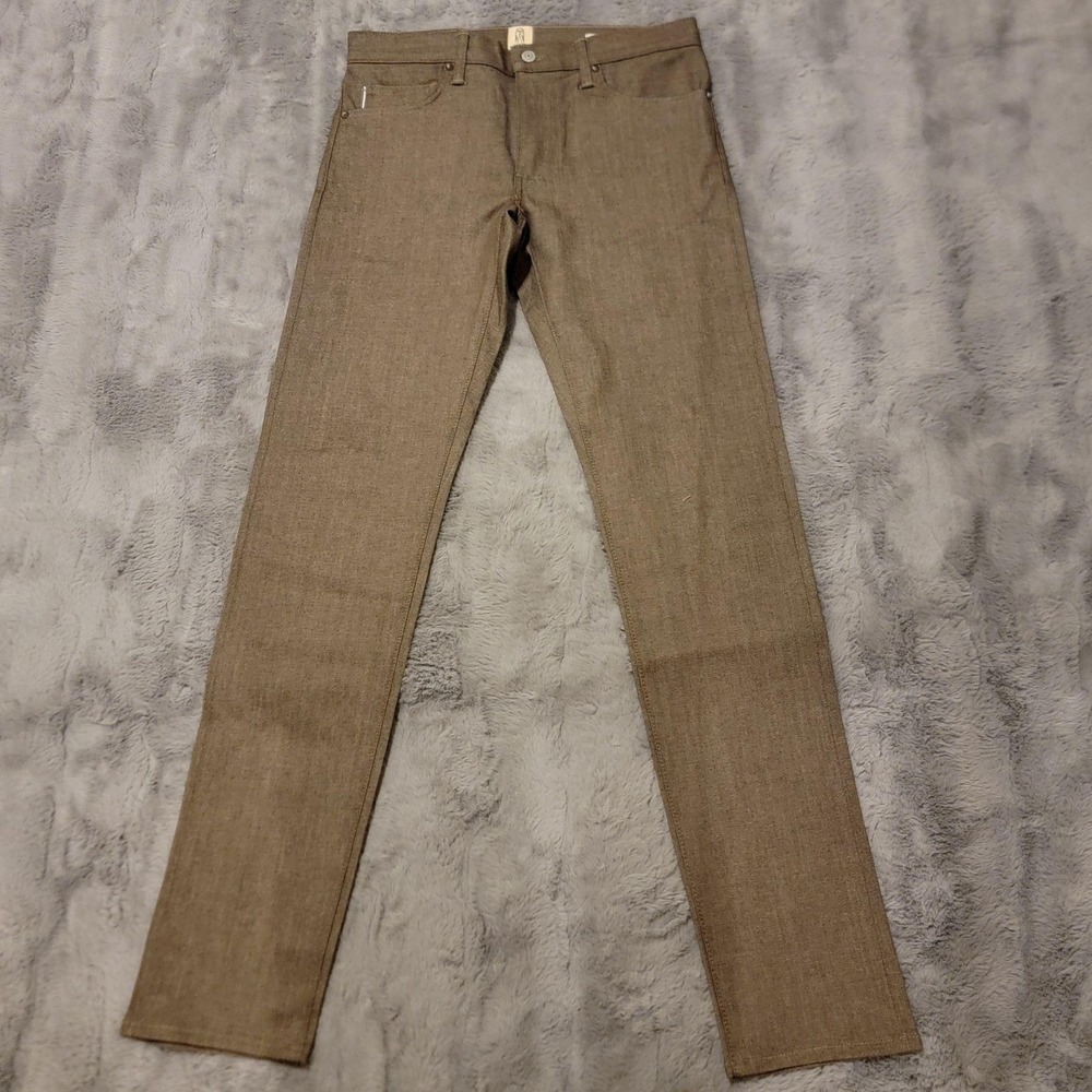 Hiroshi Kato Jeans Mens 31x35 Brown Pen Slim 4-Way Stretch Selvedge Raw Denim